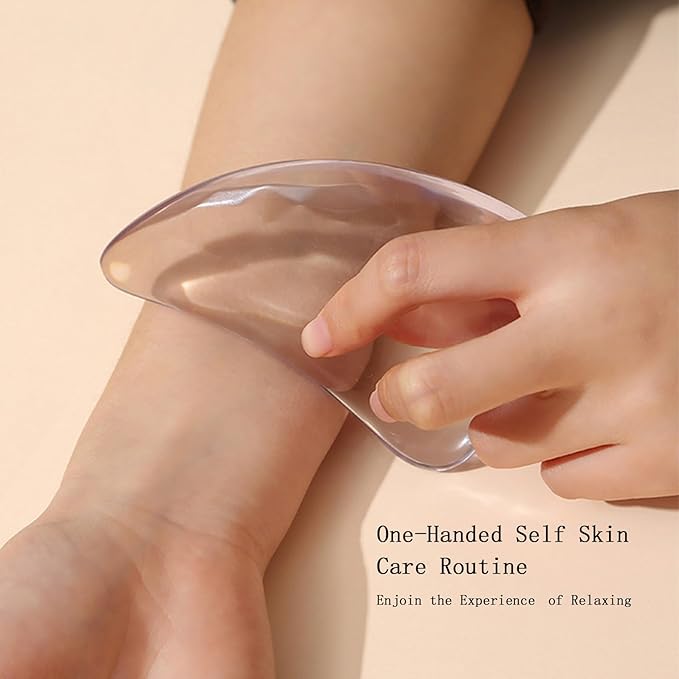 Transparent Gua Sha Facial Tools Natural Resin Face Massage Tool, Body Gua Sha Lymphatic Drainage Massager Fascia Blaster for Cellulite Remove Skin Care, Relieve Muscle Tension and Jawline Sculpting-VivaGrace Women