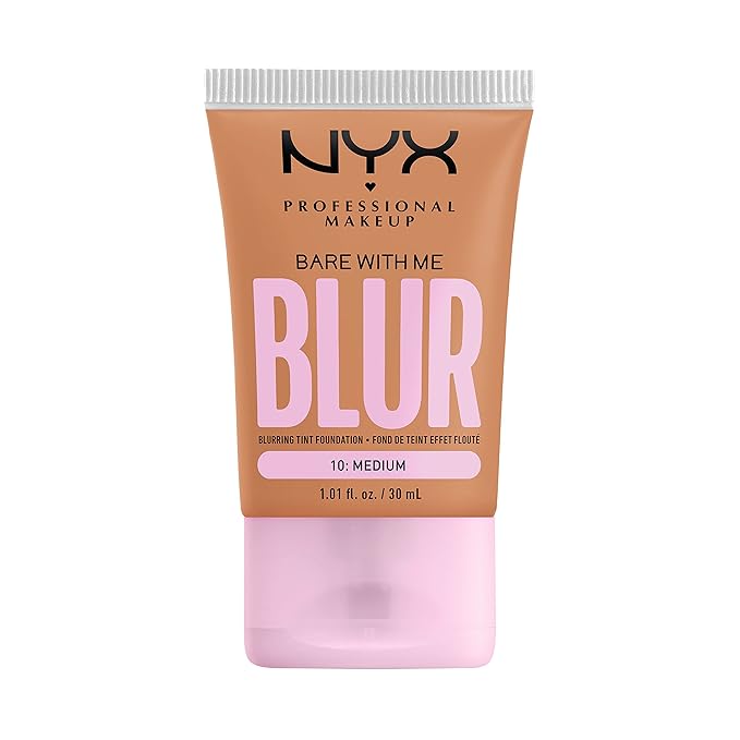 NYX PROFESSIONAL MAKEUP Bare With Me Blur Skin Tint Foundation Make Up with Matcha, Glycerin & Niacinamide - Medium-VivaGrace Women