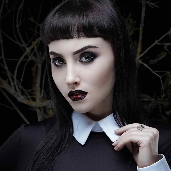 Halloween Goth Makeup, Complete Goth Make Up Set with White Foundation, Black Lipstick, Dark Smokey Eyeshadow Kit for SFX Gothic Makeup, Cosplay, Costume Party, Theater and Film-VivaGrace Women