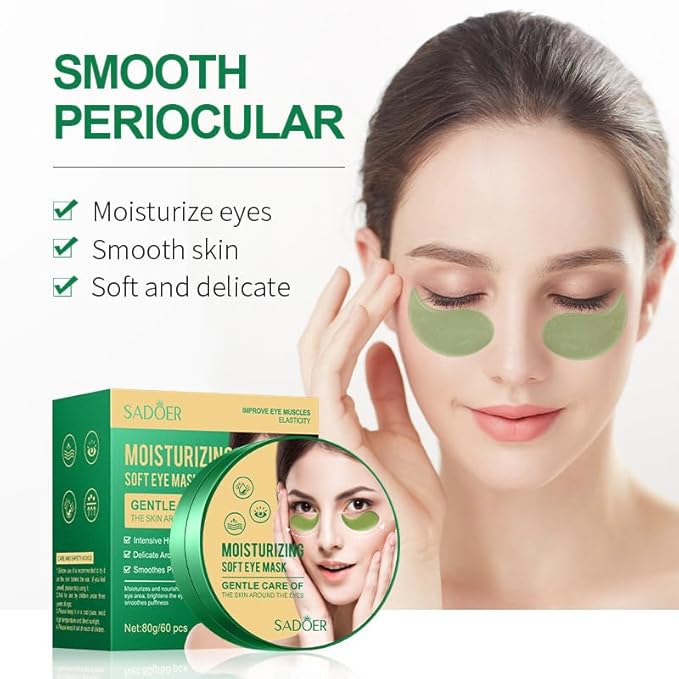 60pcs/30pairs Green Moisturizing Eye Mask, Moisturizing Soft Eye Mask, Gentle Care Of The Skin Around The Eyes, Moisturizes And Nourishes The Eye Area, Smoothes Puffiness 80g-VivaGrace Women