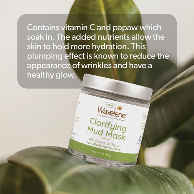 Waxelene Clarifying Mud Mask Dry Blend - Wrinkle Fighting Ritual Cleans Pores Hydrates Nourishes Skin Vitamin C Papaw Bentonite French Green Clay-VivaGrace Women