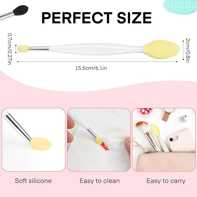 Unaone Lip Scrub Brush - 3 PCS Dual-ended Lip Scrubber Exfoliator and Silicone Lip Brush, 2-in-1 Silicone Lip Scrub Tool Lip Mask Applicator, Gentle Exfoliator & Applicator for Soft-VivaGrace Women