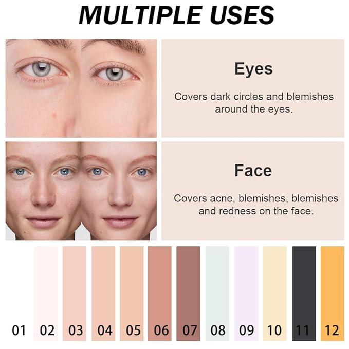 Kaely Color Correcting Concealer,Cream Pot Concealer Full Coverage,under Eye Concealer Palette for Conceals Dark Circles,Waterproof Foundation Face Makeup,03 Light-VivaGrace Women