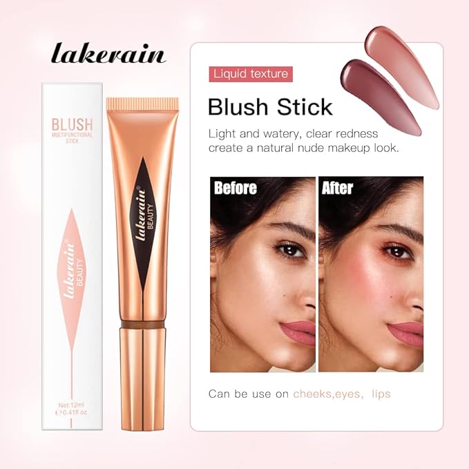 Liquid Blush Stick, Beauty Stick, Cream Blush, Liquid Blush For Cheeks, Beauty Blush Stick With Cushion Applicator, Multifunctional Makeup Beauty Stick (01#)-VivaGrace Women