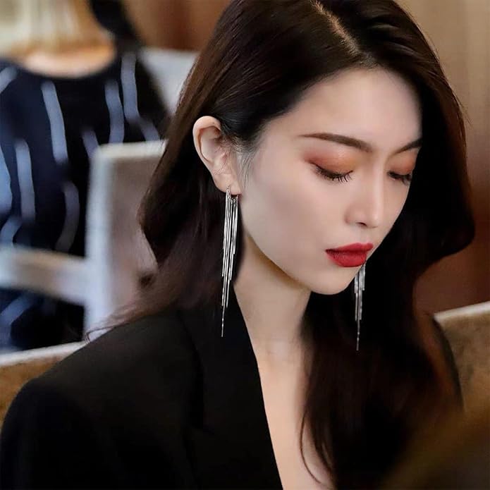 Boho Long Tassel Chain Earrings Fringe Drop Dangle Earrings Gold Dangling Chain Tassel Earrings Vintage Statement Earrings Jewelry for Women and Girls Gifts-VivaGrace Women