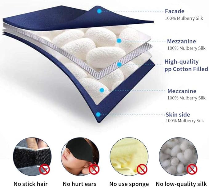 100% Natural Mulberry Soft Silk Sleep Mask, Light Blocking Eye Masks For Sleep, Night Blindfold Eye Mask Cover For Men And Women, Sleeping Night Mask For Travel (Pink)-VivaGrace Women