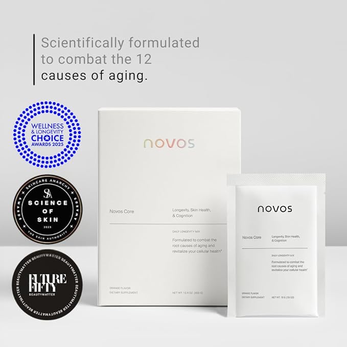 NOVOS Core Longevity Mix, Anti-Aging Supplement, Drink Powder Packet Unflavored - Skin Support, Energy, Mood Support, Sleep and Cognition Support - 30 Servings-VivaGrace Women
