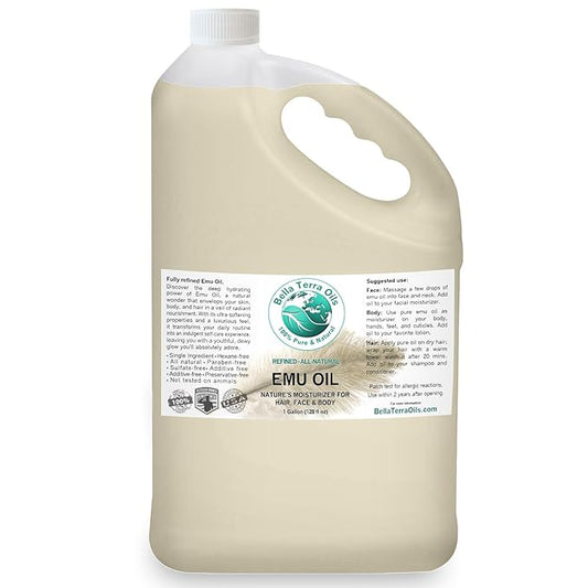 Bella Terra Oils Pure Emu Oil - 1 gallon. For Enhanced Skin Hydration and Smoothness – Lightweight, Non–Greasy-VivaGrace Women