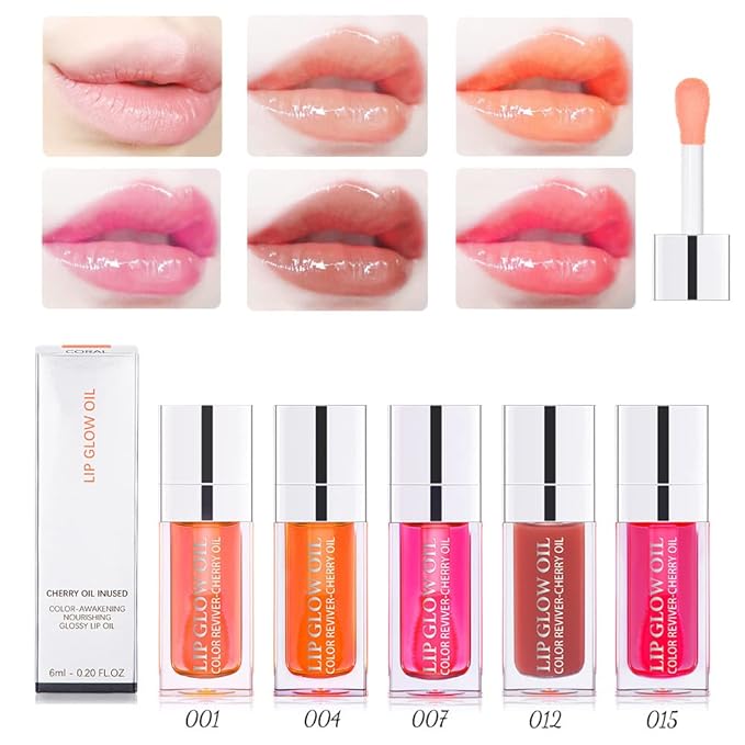 Yasovigi Hydrating Lip Oil Plumping Lip Tint Moisturizing Lip Gloss, Transparent Lip Balm Care Stick Nourishing Repairing Non-sticky, Moisture&Lighten Lip Lines (Pink + Rosewood)-VivaGrace Women