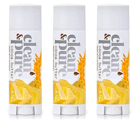 Lip Balm 3-Pack (Cocoa Butter) | Lip Care Set With 100% All Natural Beeswax and Vitamin E Oil | Flavored Lip Balm for Dry, Chapped Lips | Made in Australia-VivaGrace Women