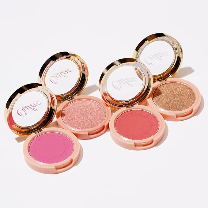 Oulac Shimmery Blush Makeup| 2 in 1 Powdery Cream Blush & Highlighter| Golden Hour Makeup Bronzer Illuminating | Rich Colors &Blendable | Vegan & Cruelty-Free| F08 Glow Gold 4.8g-VivaGrace Women