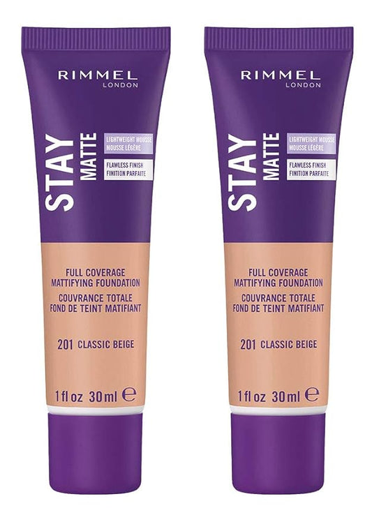 Rimmel Stay Matte Liquid Foundation, Classic Beige, 1 Fl Oz, 2 Count (Pack of 1)-VivaGrace Women