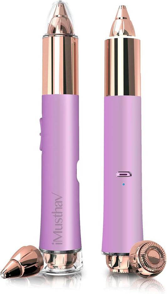2 in 1 Eyebrow and Facial Hair Remover for Women Painless Flawless Electric Razor Epilator Trimmer Shaver with 18K Gold-Plated, USB Rechargeable, 360° LED for Eyebrow and Face Hair Removal-VivaGrace Women
