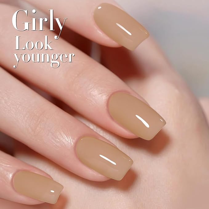 Double Rhythm 0.50 OZ Translucent Gel Polish Same Color Same Bottle Sheer Pastel Neutral Natural Milky 15 ML Jelly UV Nail Art DIY at Home (Pale Nude-A1372)-VivaGrace Women