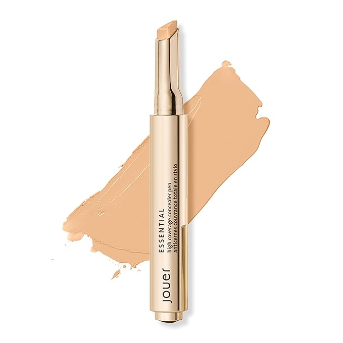 Jouer Essential High Coverage Concealer Pen - Under Eye Concealer for Dark Circles - Brightening Makeup for Eye Circles - Color Corrector Eye Primer with Hyaluronic Acid and Vitamin E-VivaGrace Women