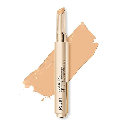 Jouer Essential High Coverage Concealer Pen - Under Eye Concealer for Dark Circles - Brightening Makeup for Eye Circles - Color Corrector Eye Primer with Hyaluronic Acid and Vitamin E-VivaGrace Women