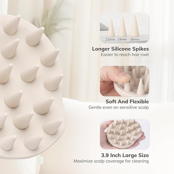 Sndyi Silicone Scalp Massager Hair Growth, Scalp Scrubber with Soft Silicone Bristles, Scalp Exfoliator for Dandruff Removal, Large Size Shampoo Brush, Wet Dry Scalp Brush for Long Thick Curly Hair-VivaGrace Women