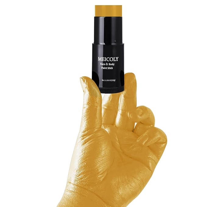 MEICOLY Yellow Face Body Paint Stick(1.06 Oz),Sally Makeup Dress Face Paint,Cream Blendable Body Paint Stick,Sweatproof Waterproof Ginger Tan Face Paint for Halloween Special Effects SFX Cosplay-VivaGrace Women