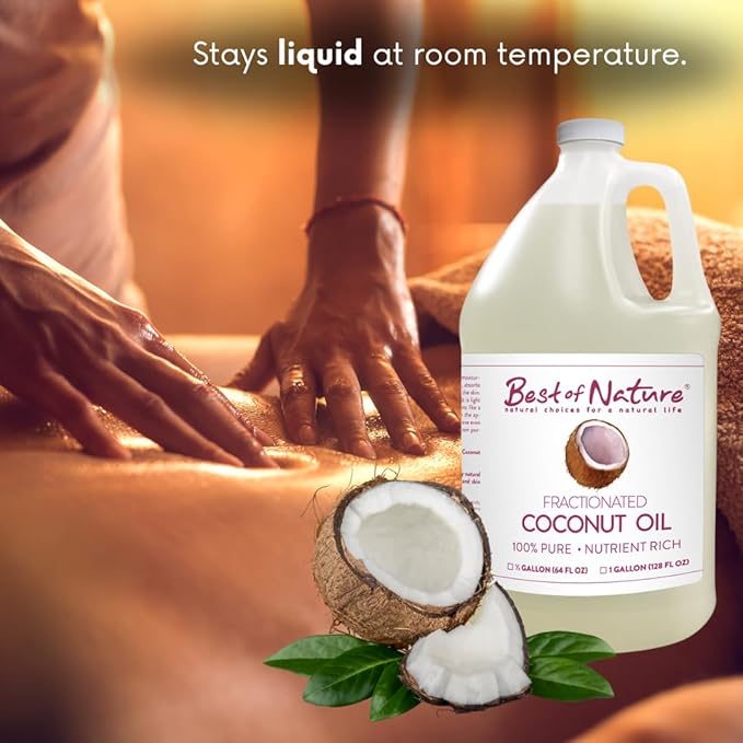 Best of Nature 100% Pure Fractionated Coconut Oil - Liquid MCT Massage & Body Oil, Unscented Moisturizer for Hair, Skin, Face, Aromatherapy Carrier for Essential Oils, Gallon (128 fl oz)-VivaGrace Women