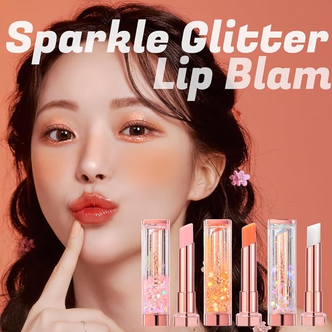 Sparkle Cute Lip Balm, Rose Red, Glittery, Moisturizing, Crayon-VivaGrace Women