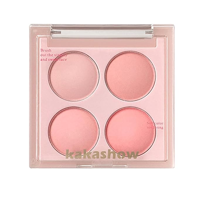 Matte Blush Powder Palette, Blending Mood Cheek, 4 Blendable Shades Korean Fairy Pink Blusher in Lightweight Smooth Powder, Vegan Makeup (Strawberry 1#, 1.84 ounces)-VivaGrace Women