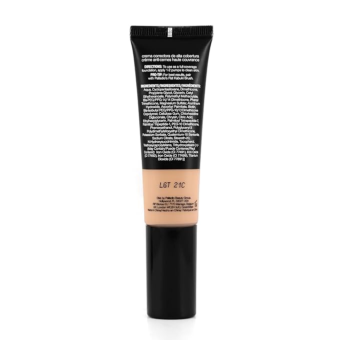 Palladio Full-Coverage Color Correction CC Cream, Oil-Free with Peptides & Vitamin C, Best for Correcting Redness and Uneven Skin Tone, Buildable Foundation Coverage (Light 21C)-VivaGrace Women