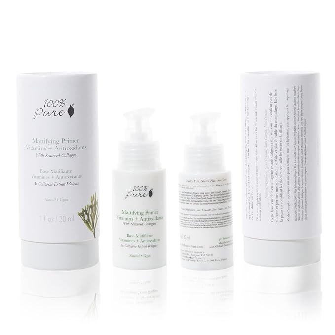 100% PURE Mattifying Face Primer Plumping Makeup Base & Moisturizer with Anti-Aging Seaweed Collagen - Long-Lasting Matte Pore Diminishing Cosmetics Prep, Flawless Smooth Skin Hydration - 1 oz-VivaGrace Women