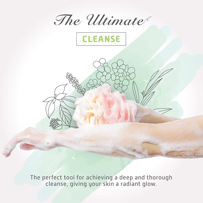 Spongentle Dual Texture Deep Cleansing Loofah Sponge for Radiant Skin, Pack of 4, Bath and Shower, Exfoliating Body Scrubber, Beautiful Colors for Women and Men-VivaGrace Women