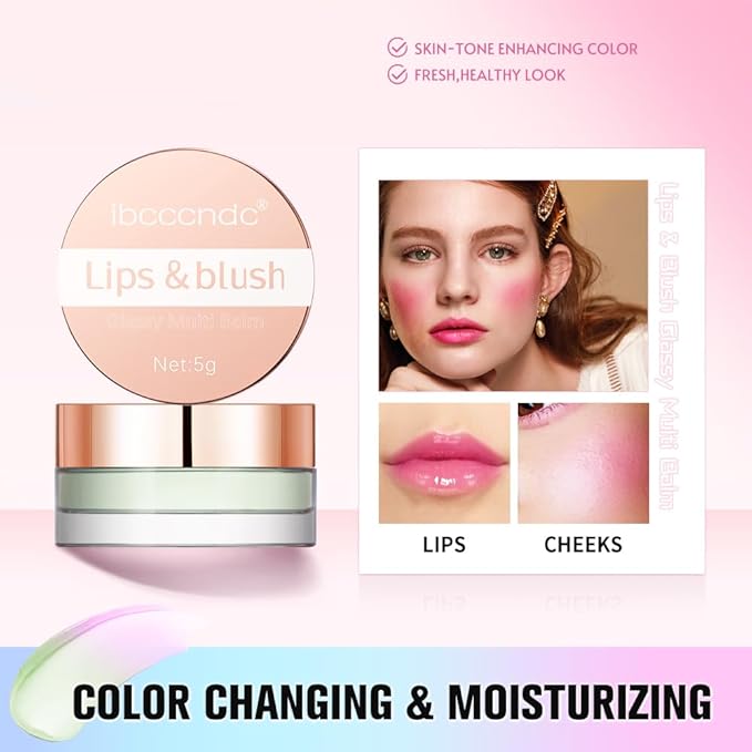 Color Change Blush Clear Liquid Blush Cream Moisturizing Blusher Halo dyeing naturally Blush Rouge Multi-use Makeup Cream For Cheeks Face Lips Waterproof Blush Gel Lip Oil (#1)-VivaGrace Women