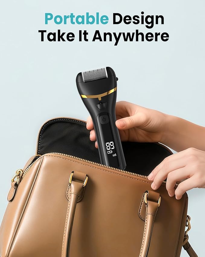 Electric Foot Callus Remover with 10000 RPM Motor and 3-Speed Settings, Foot File Kit with LED Light and Display for Women’s Home Pedicure, Waterproof Foot Grinder with Type-C Charging-VivaGrace Women