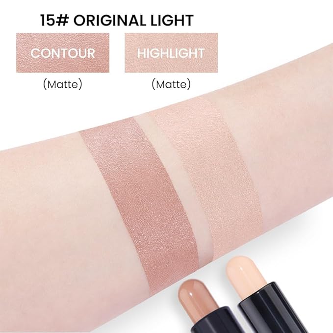 evpct 2in1 Face Shaping & Contouring Stick Cream Contour Concealer Bronzer Stick Makeup Kit for Beginner Face Highlighter Makeup Stick contorno maquillaje de maquillaje profesional,ORIGINAL Light-VivaGrace Women