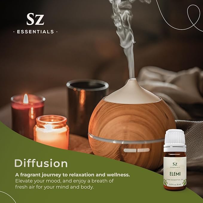 Elemi Essential Oil (Canarium Luzonicum) - 100% Pure and Undiluted - Fresh, Citrusy & Spicy Scent with Subtle Balsamic and Peppery Undertones - Therapeutic Grade & Vegan -0.17 oz (5ml)-VivaGrace Women