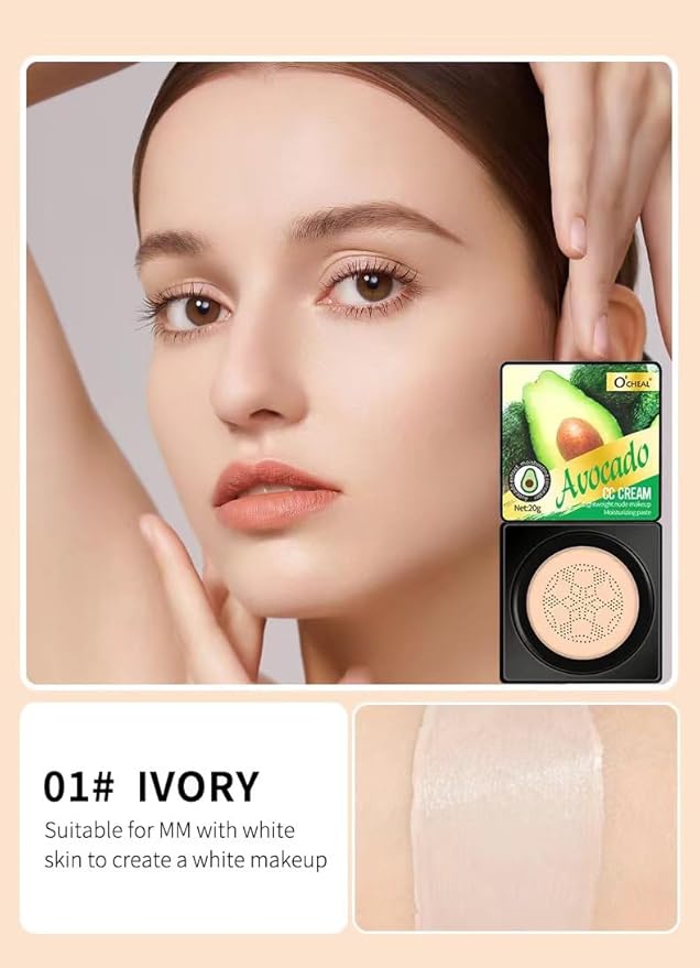 Mushroom Head Air Cushion BB Cream Foundation Cream for Face Makeup Concealer Cushion for Face Comestics Make Up Cushion Compact Ivory-VivaGrace Women