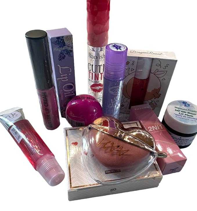 Diva Stuff Pink Lip Kit, 10 Lip Products Chosen At Random, Some Clear and Sheer and Some in Shades of Pink-VivaGrace Women