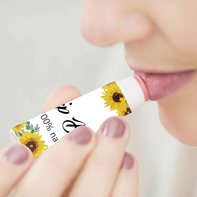 CRASPIRE 80Pcs 8 Styles Lip Balm Sticker Sunflower Self-Adhesive Homemade Lip Balm Labels Vintage Square DIY Plant Label Stickers for Lip Balm Containers Cosmetics Lipsticks-VivaGrace Women