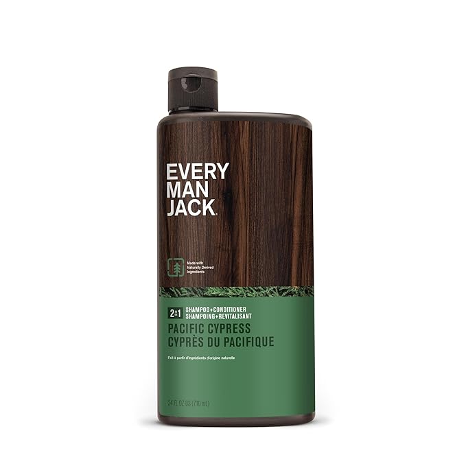 Every Man Jack 2-in-1 Daily Shampoo + Conditioner - Pacific Cypress | Nourishing For All Hair Types, Naturally Derived, Cruelty-Free Shampoo and Conditioner Set for Men | 24oz -1 Bottle-VivaGrace Women