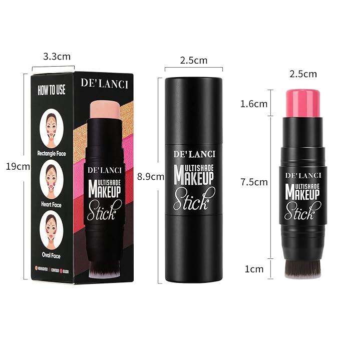 Creamy Blush Stick With Brush for Mature Skin/Lip/Eyes,Lightweight Luxuriously Blendable Rose Color Matte Multi Blush Stick for All Ages, Long Lasting Waterproof Cream Blush for Cheeks/Face #2-VivaGrace Women