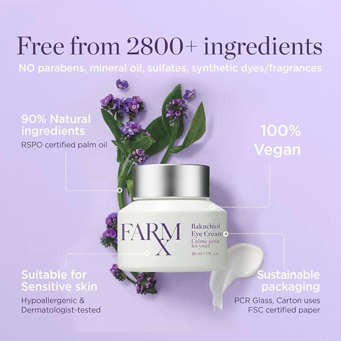 Farm Rx Bakuchiol Eye Cream - Vegan Revitalizing Cream to Reduce Dark Circles and Wrinkles Under and Around the Eyes, an Alternative to Retinol (30ml/1 fl oz) Clean Beauty-VivaGrace Women
