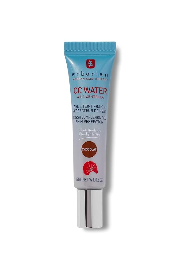 Erborian CC Water with Hyaluronic Acid, Chocolate - Ultra-Light Aqua Gel Color Corrector with Centella Asiatica & Hyaluronic Acid - Plump, Softer & Hydrated Skin - Korean Skincare Perfector - 0.5 Oz-VivaGrace Women
