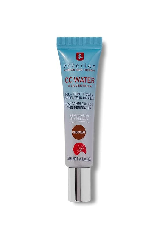 Erborian CC Water with Hyaluronic Acid, Chocolate - Ultra-Light Aqua Gel Color Corrector with Centella Asiatica & Hyaluronic Acid - Plump, Softer & Hydrated Skin - Korean Skincare Perfector - 0.5 Oz-VivaGrace Women