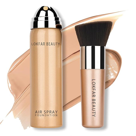 AirBrush Foundation Spray, Silky Mist Foundation Spray Makeup Set with Brush, Full Coverage Foundation for Smooth Radiant Finish, Formula Breathable Lightweight Hydrating | #03 Warm Peach-VivaGrace Women