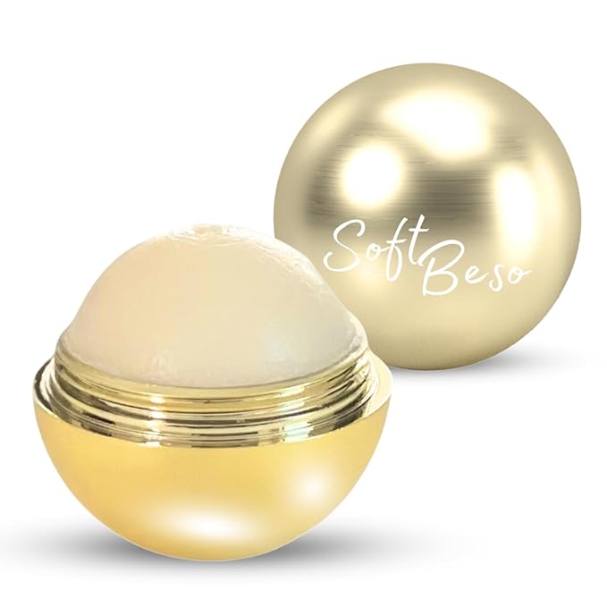 SoftBeso Lip Balm| Gold-Vanilla Flavor| Vegan Lip Care|Clean Ingredients | Lip Balm for Beautiful, Soft Lips | Hydrating & Nourishing Lip Care Products | Premium Lip Balm Ball-VivaGrace Women