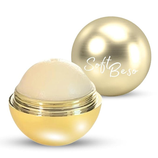 SoftBeso Lip Balm| Gold-Vanilla Flavor| Vegan Lip Care|Clean Ingredients | Lip Balm for Beautiful, Soft Lips | Hydrating & Nourishing Lip Care Products | Premium Lip Balm Ball-VivaGrace Women