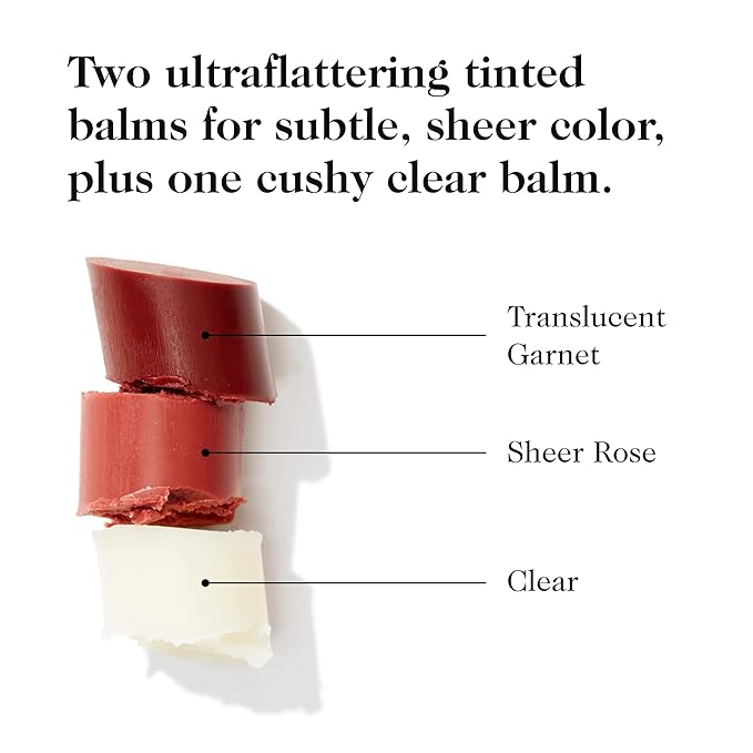 goop Beauty Lip Balm Trio | Moisturizing & Hydrating Lip Balm for Chapped & Dry Lips | Clear, Translucent Garnet, & Sheer Rose | Lip Tint with Nourishing Formula | Petroleum Free | 0.16 oz Each-VivaGrace Women