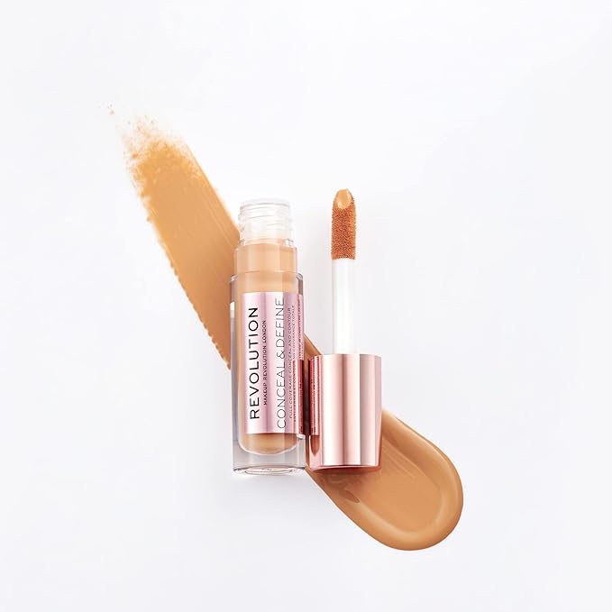 Makeup Revolution Conceal and Define Concealer, Full Coverage & Matte Finish, C9.2 for Medium/Tan Skin Tones, Vegan & Cruelty-Free, 0.7 Fl Oz-VivaGrace Women