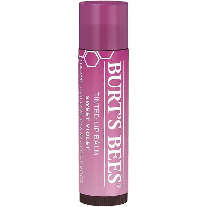 Burt's Bees Lip Tint Balm with Long Lasting 2 in 1 Duo Tinted Balm Formula, Color Infused with Deeply Hydrating Shea Butter for a Natural Looking Buildable Finish, Sweet Violet (2-Pack)-VivaGrace Women