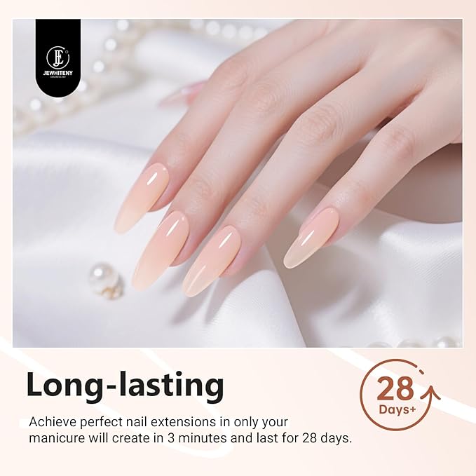JEWHITENY Poly Extension Gel Nail Set Clear White Pink Poly Nail Gel With Slip Solution Base Coat Top Coat French Manicure for Finger Art and Home DIY Need U V Lamp Curing-VivaGrace Women