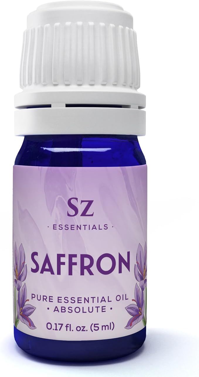 Saffron Essential Oil, 100% Pure, Extracted from Stigmas of The Saffron Flower - Spicy & Floral Scent with Earthy Overtones - Therapeutic Grade & Vegan - 0.17oz (5ml)-VivaGrace Women
