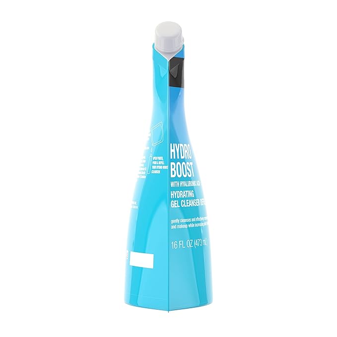 Neutrogena Hydro Boost Lightweight Hydrating Facial Cleansing Gel, Gentle Face Wash & Makeup Remover with Hyaluronic Acid, Hypoallergenic & Non Comedogenic, Refill Pouch, 16 fl. oz