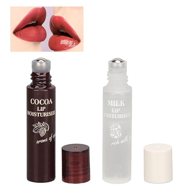 2pcs Lip Balm, Cocoa Bean Lip Oil, Milk Lip Oil, Hydrating Nourishing Roll On Lip Gloss Roll On Design Overlay Different Aroma-VivaGrace Women